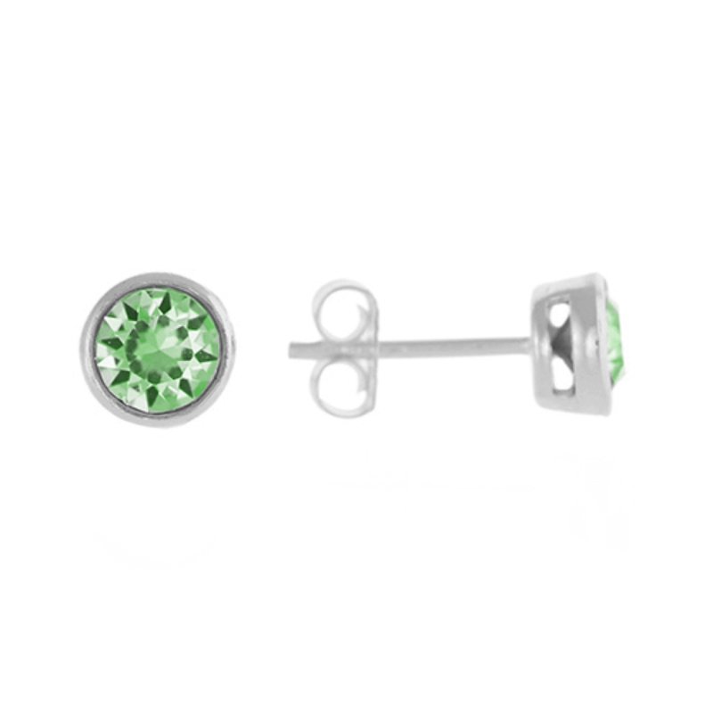 Sterling Silver 5.4mm Green CZ Stud Earrings - Stud Earrings - British D'sire