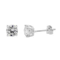 Sterling Silver 5mm Round CZ Stud Earrings - Stud Earrings - British D'sire