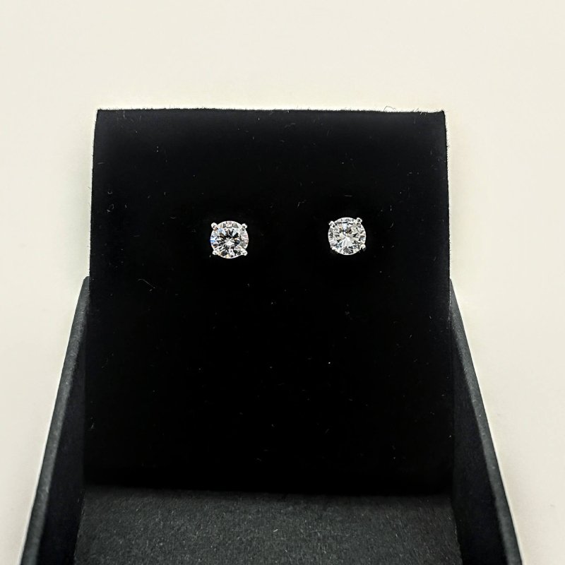 Sterling Silver 5mm Round CZ Stud Earrings - Stud Earrings - British D'sire