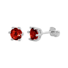 Sterling Silver 5mm Round Garnet Stud Earrings - Stud Earrings - British D'sire