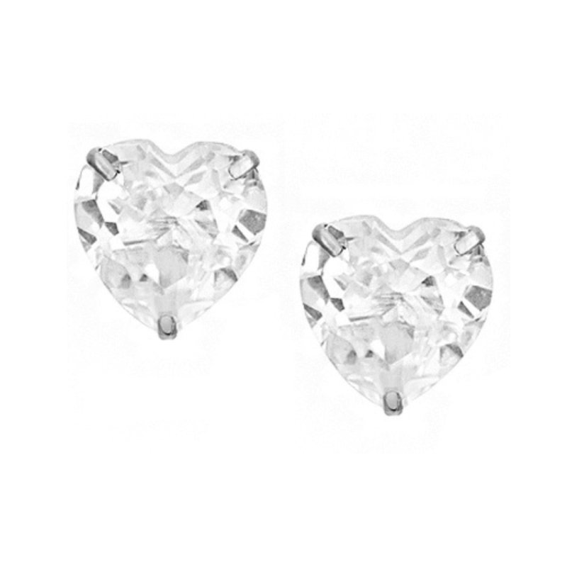 Sterling Silver 6mm Heart Cut Stud Earrings - Stud Earrings - British D'sire