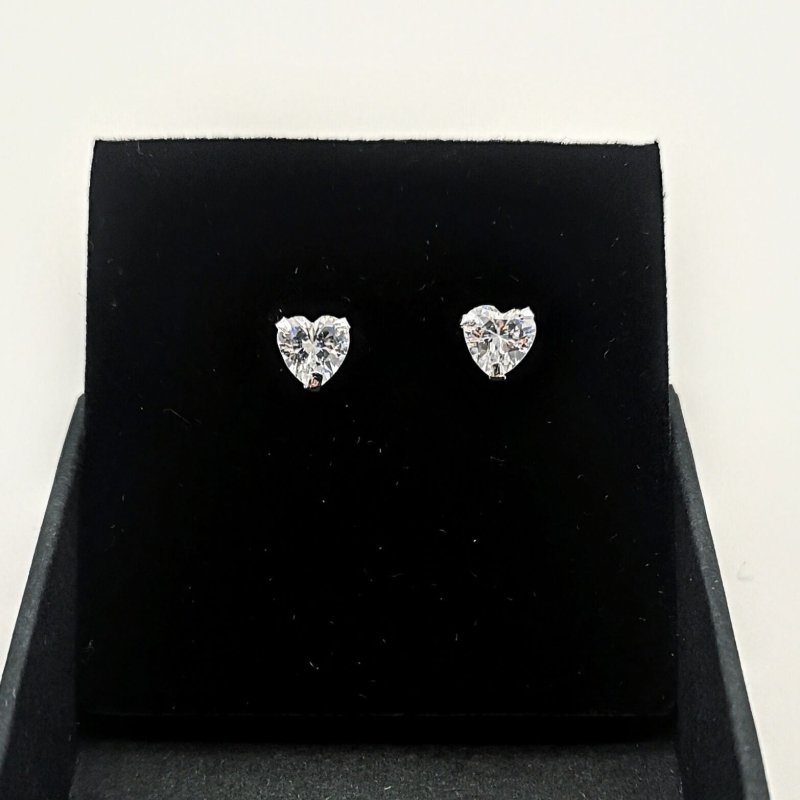 Sterling Silver 6mm Heart Cut Stud Earrings - Stud Earrings - British D'sire