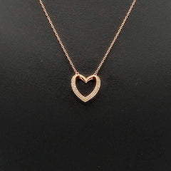 Sterling Silver 9kt Rose Gold Plated CZ Heart Necklace - Necklaces - British D'sire