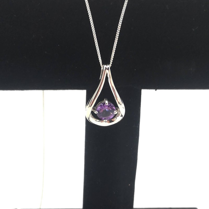 Sterling Silver Amethyst Droplet Solitaire La Preciada Pendant - Pendants - British D'sire