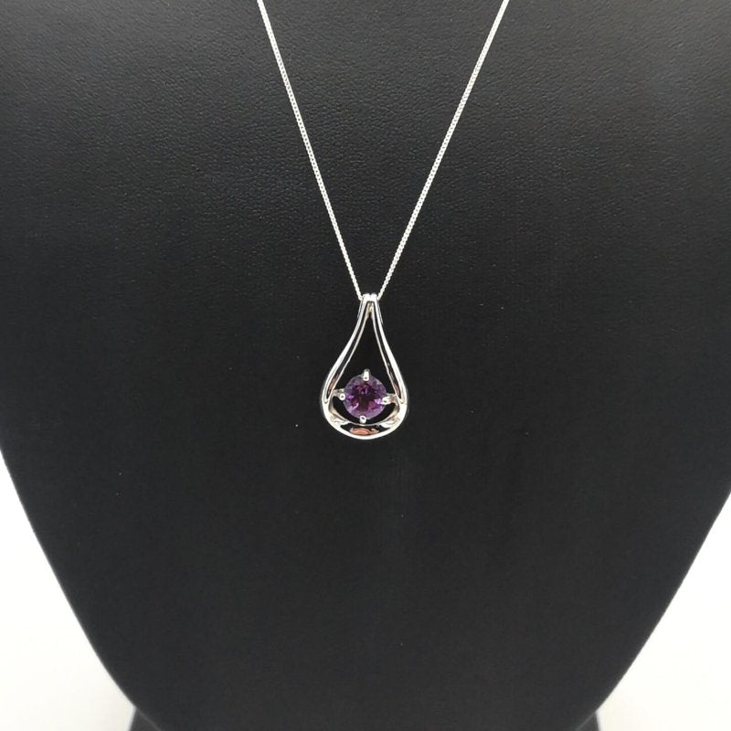 Sterling Silver Amethyst Droplet Solitaire La Preciada Pendant - Pendants - British D'sire