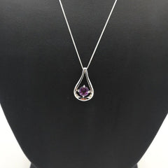 Sterling Silver Amethyst Droplet Solitaire La Preciada Pendant - Pendants - British D'sire