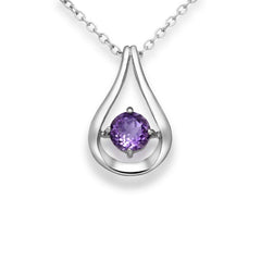 Sterling Silver Amethyst Droplet Solitaire La Preciada Pendant - Pendants - British D'sire