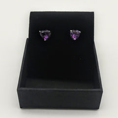 Sterling Silver Amethyst Heart La Preciada Earrings - Stud Earrings - British D'sire