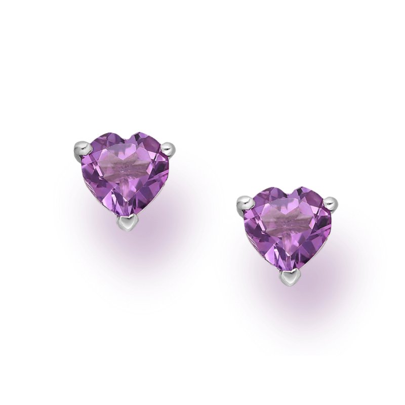 Sterling Silver Amethyst Heart La Preciada Earrings - Stud Earrings - British D'sire