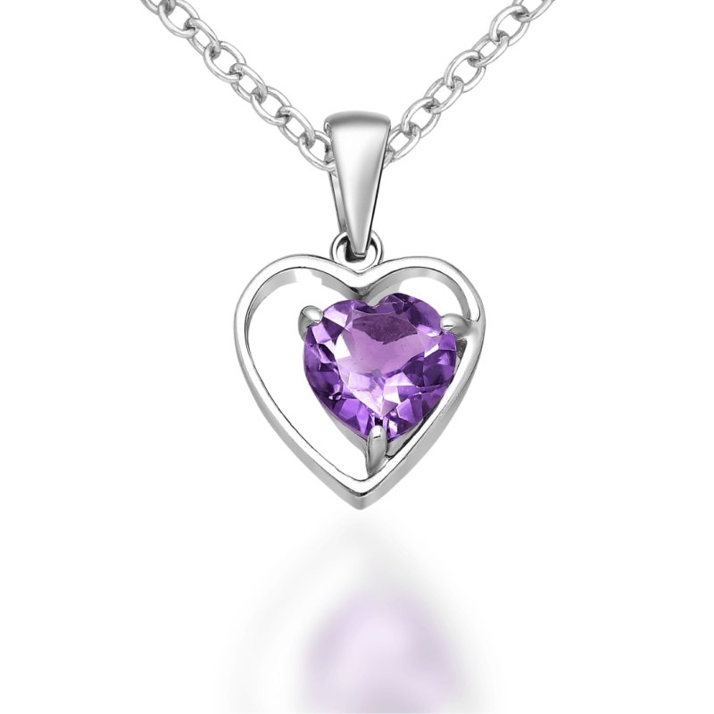 Sterling Silver Amethyst La Preciada Heart Pendant - Pendants - British D'sire