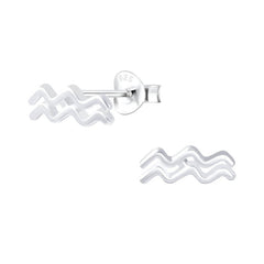 Sterling Silver Aquarius Star Sign Stud Earrings - Stud Earrings - British D'sire