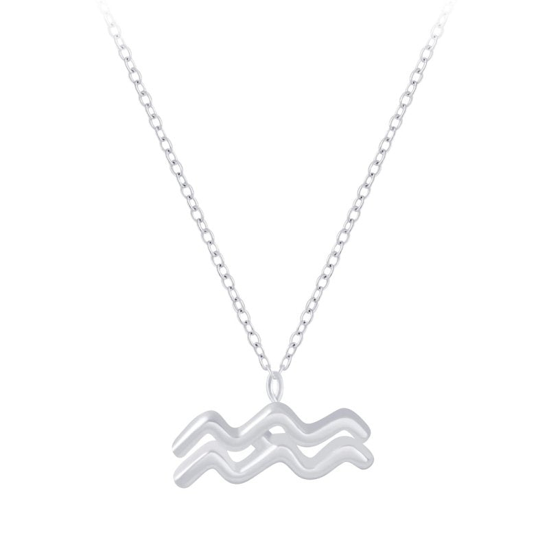 Sterling Silver Aquarius Zodiac Sign Necklace - Necklaces - British D'sire