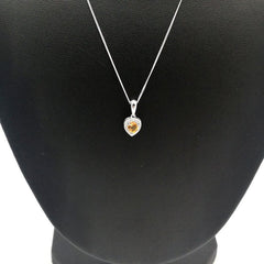 Sterling Silver Citrine Halo Heart Pendant - Pendants - British D'sire