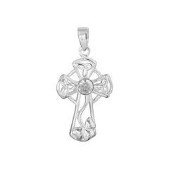 Sterling Silver CZ Celtic Cross Pendant - Pendants - British D'sire