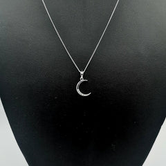 Sterling Silver CZ Crescent Moon Pendant - Pendants - British D'sire