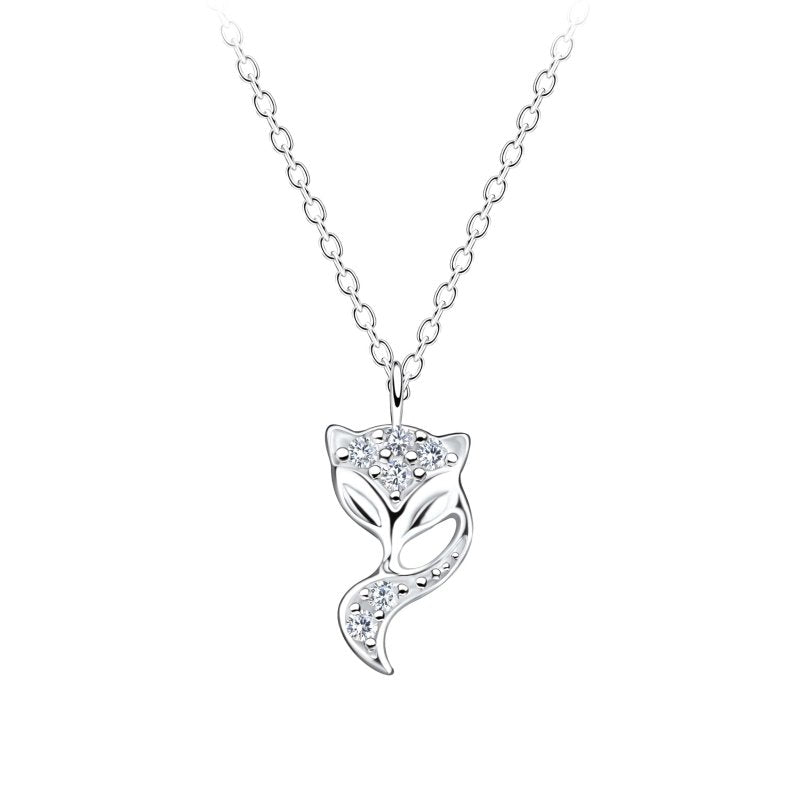 Sterling Silver CZ Fox Necklace - Necklaces - British D'sire