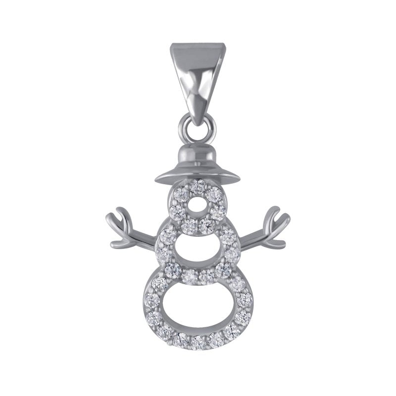 Sterling Silver CZ Snowman Pendant - Pendants - British D'sire