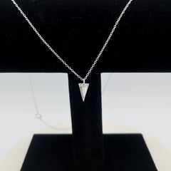 Sterling Silver CZ Solid Triangle Necklace - Necklaces - British D'sire