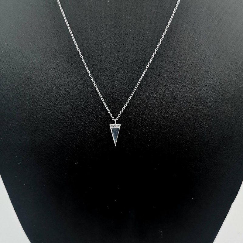 Sterling Silver CZ Solid Triangle Necklace - Necklaces - British D'sire