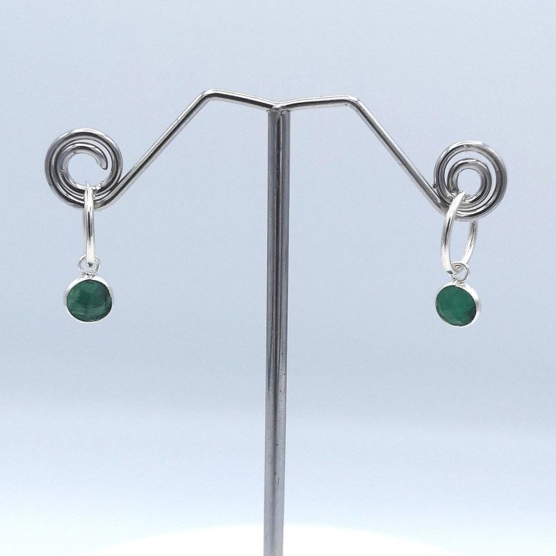 Sterling Silver Emerald Hoop Earrings - Hoop Earrings - British D'sire