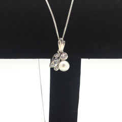 Sterling Silver Freshwater Pearl & CZ Pendant - Pendants - British D'sire