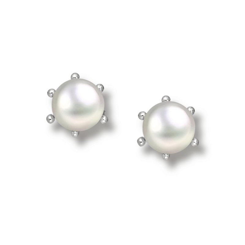 Sterling Silver Freshwater Pearl Stud Earrings - Stud Earrings - British D'sire