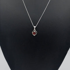 Sterling Silver Garnet Heart Pendant - Pendants - British D'sire