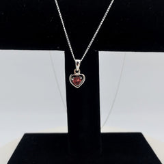 Sterling Silver Garnet Heart Pendant - Pendants - British D'sire