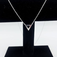 Sterling Silver Geometric Triangle CZ Necklace - Necklaces - British D'sire