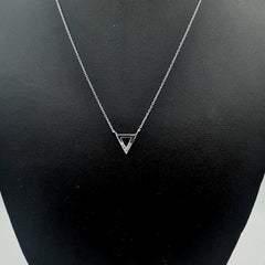 Sterling Silver Geometric Triangle CZ Necklace - Necklaces - British D'sire