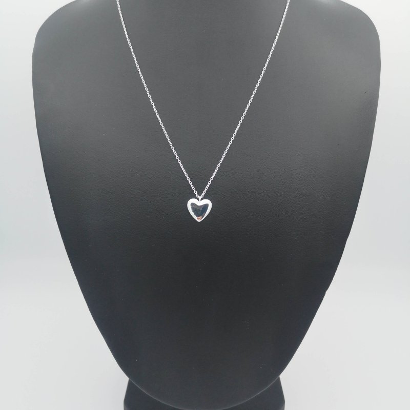 Sterling Silver Heart Disc Necklace - Necklaces - British D'sire