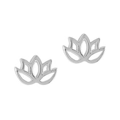 Sterling Silver Lotus Flower Stud Earrings - Stud Earrings - British D'sire