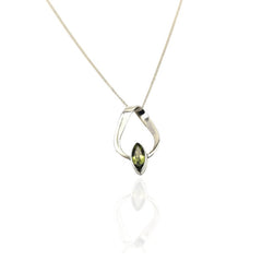 Sterling Silver Marquise Peridot Ribbon Pendant - Pendants - British D'sire