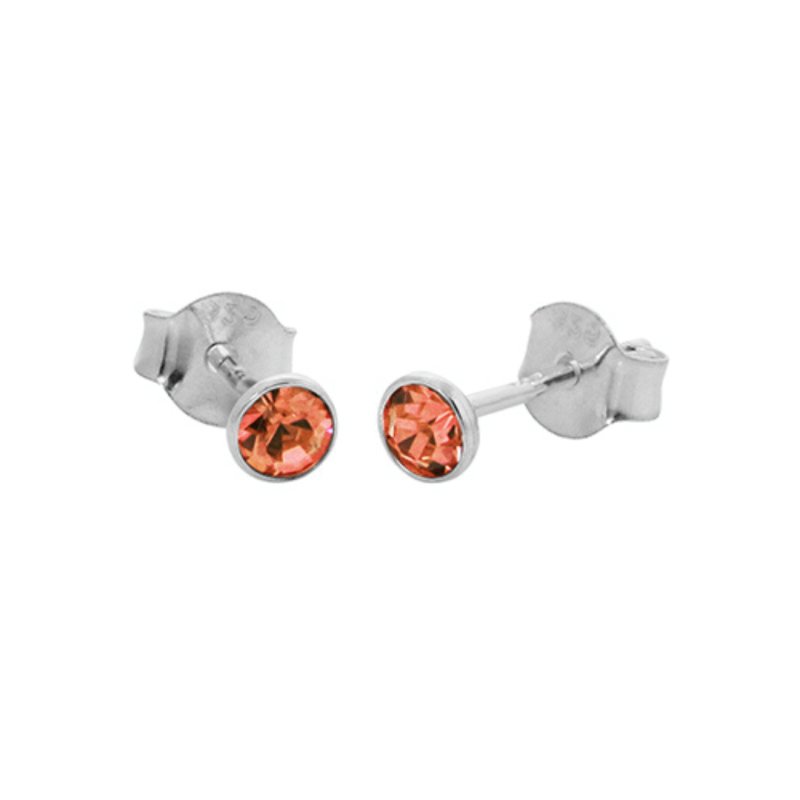 Sterling Silver Orange CZ Stud Earrings (Nov) - Stud Earrings - British D'sire