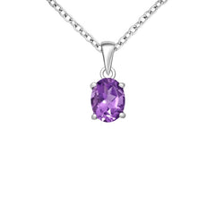 Sterling Silver Oval Cut Amethyst Pendant - Pendants - British D'sire