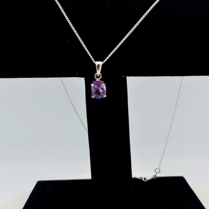 Sterling Silver Oval Cut Amethyst Pendant - Pendants - British D'sire