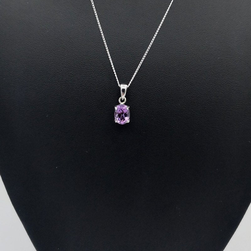 Sterling Silver Oval Cut Amethyst Pendant - Pendants - British D'sire