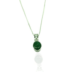 Sterling Silver Oval Cut Emerald Pendant - Pendants - British D'sire