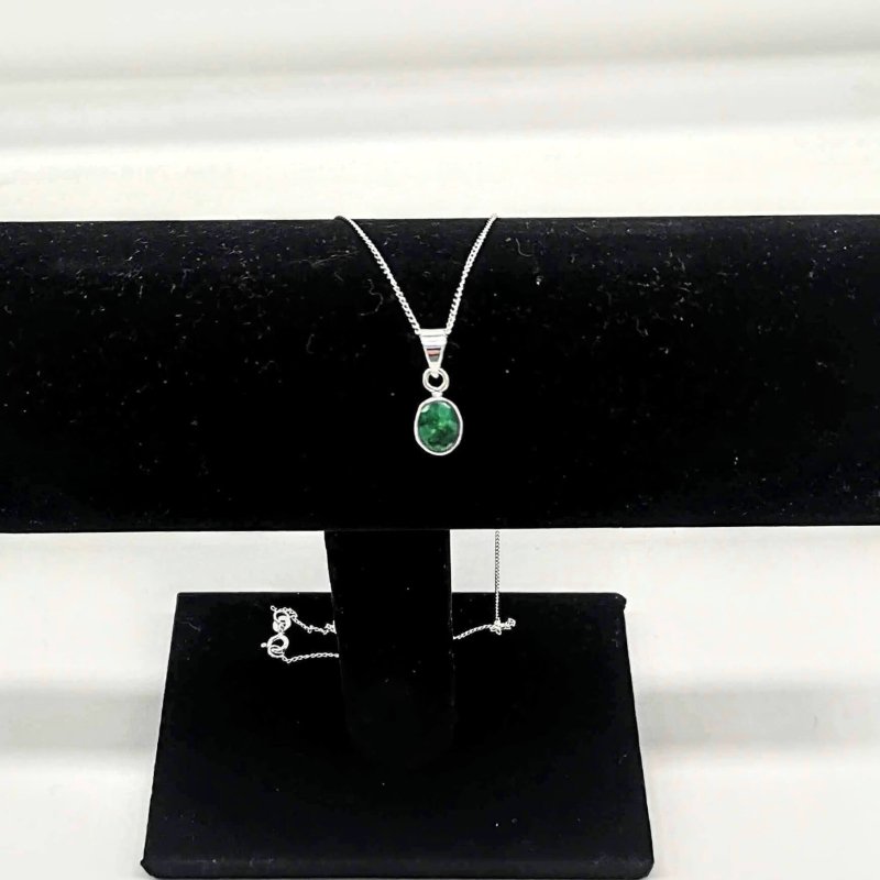 Sterling Silver Oval Cut Emerald Pendant - Pendants - British D'sire