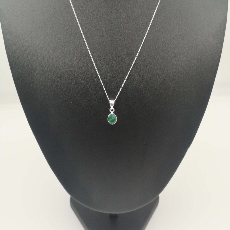 Sterling Silver Oval Cut Emerald Pendant - Pendants - British D'sire