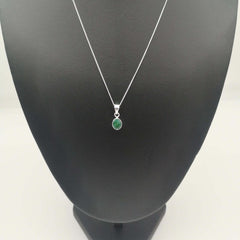 Sterling Silver Oval Cut Emerald Pendant - Pendants - British D'sire