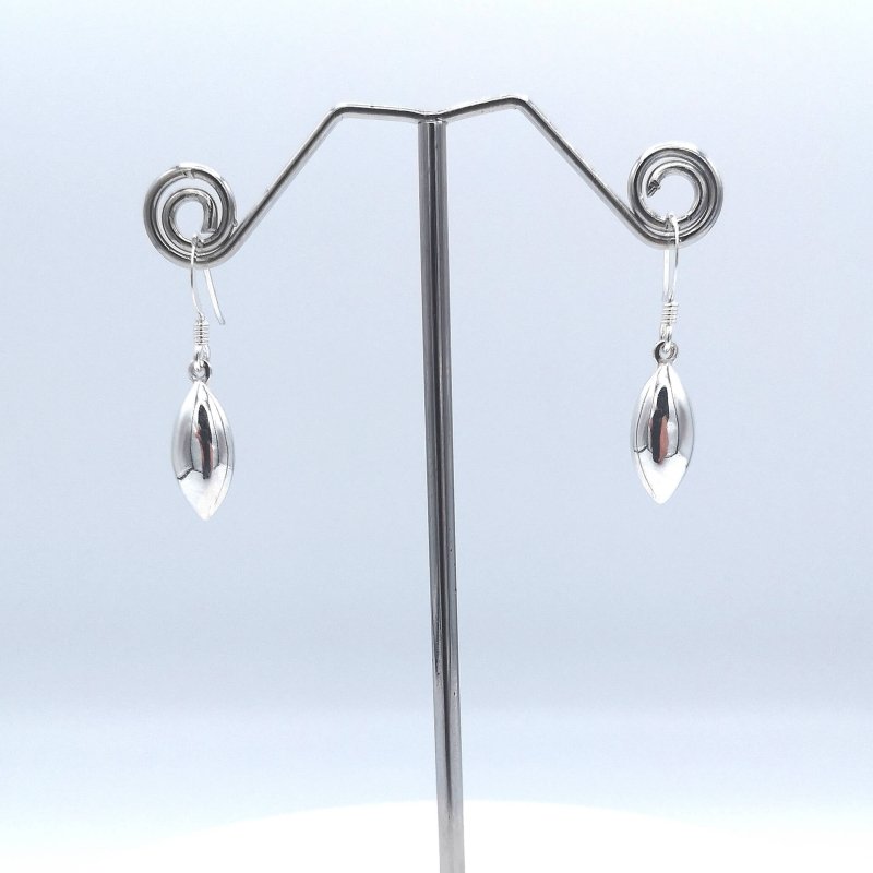 Sterling Silver Oval Dropper Earrings - Drop Earrings - British D'sire