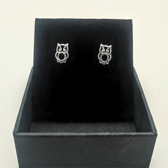 Sterling Silver Owl Stud Earrings - Stud Earrings - British D'sire