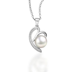 Sterling Silver Pearl & CZ Heart Pendant - Pendants - British D'sire