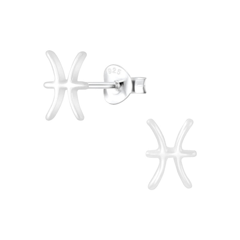 Sterling Silver Pisces Star Sign Stud Earrings - Stud Earrings - British D'sire