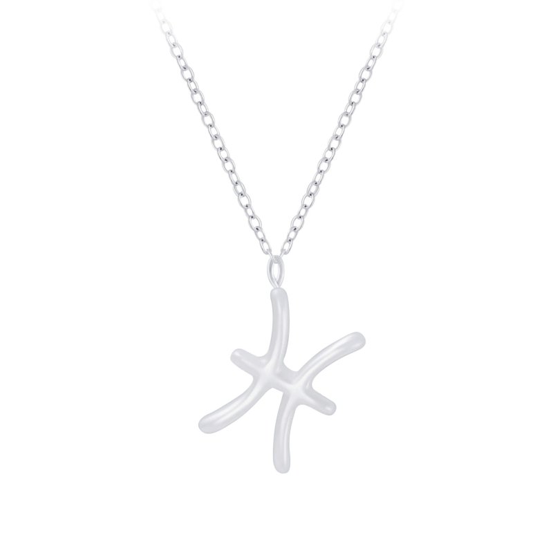 Sterling Silver Pisces Zodiac Sign Necklace - Necklaces - British D'sire