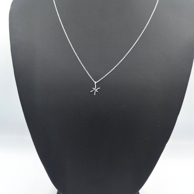 Sterling Silver Pisces Zodiac Sign Necklace - Necklaces - British D'sire