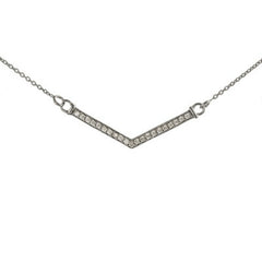 Sterling Silver Rhodium Plated CZ Chevron Necklace - Necklaces - British D'sire