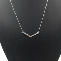 Sterling Silver Rhodium Plated CZ Chevron Necklace - Necklaces - British D'sire