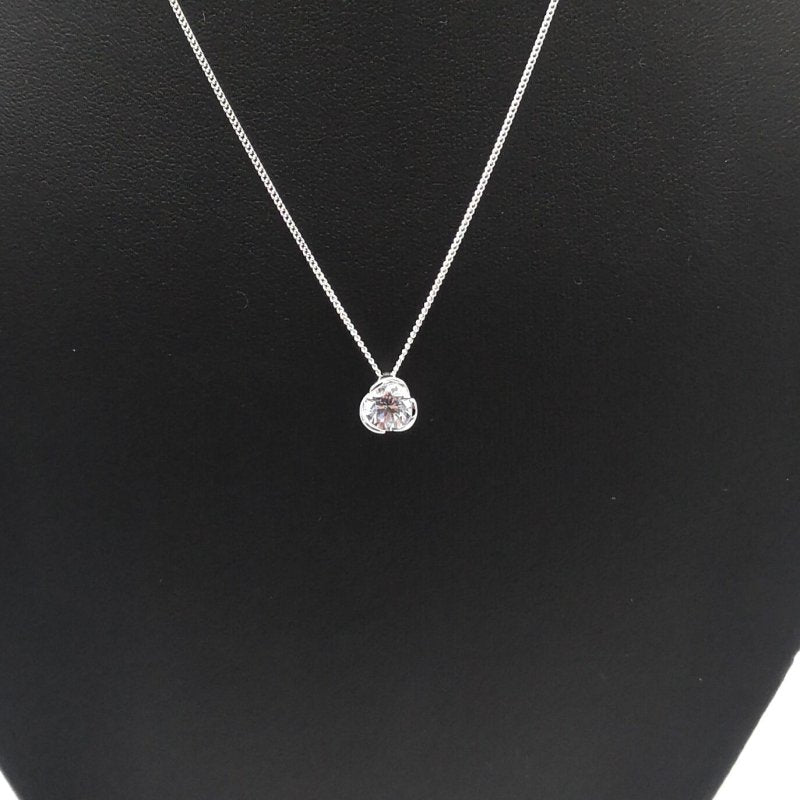 Sterling Silver Rhodium Plated Swirl CZ Pendant - Pendants - British D'sire